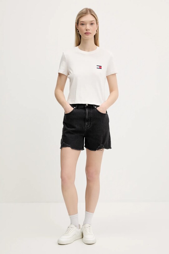 Tommy Jeans pantaloni scurți jeans DW0DW21381 negru AW25