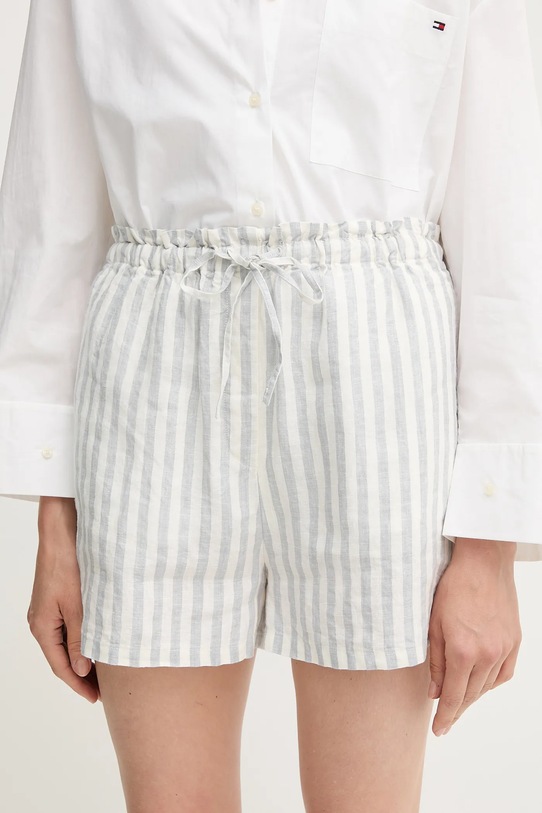 Σορτς από λινό Tommy Hilfiger λεπτό μοτίβο λευκό WW0WW45773