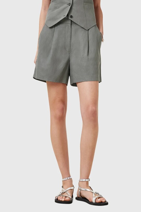 AllSaints szorty z domieszką lnu AVERIE W046QC szary AW25