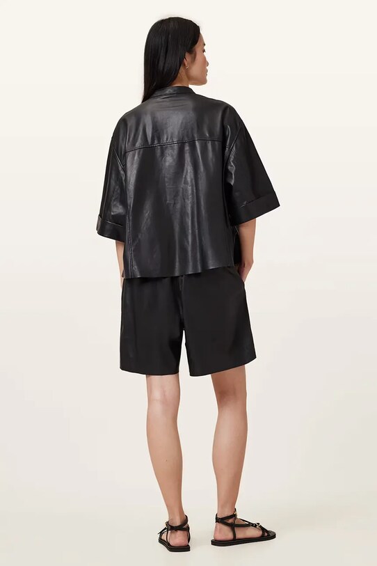 AllSaints pantaloni scurți de piele ARLA W059TC negru
