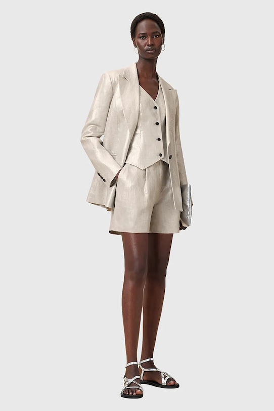 Льняные шорты AllSaints AVERIE ткань серебрянный W069QC