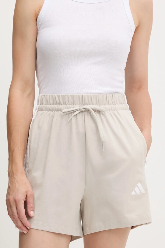 adidas pantaloni scurți Essentials 3-Stripes tricotaj bej JE1195