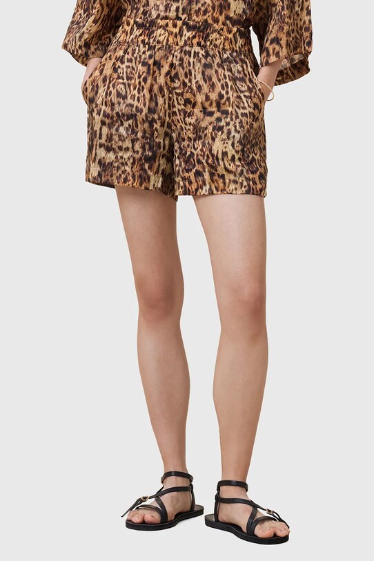 AllSaints szorty z domieszką jedwabiu CHARLI W037TC pomarańczowy AW25