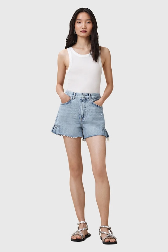 AllSaints szorty bawełniane ELIANA bawełna niebieski W062EC