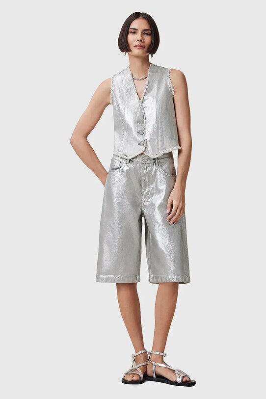 AllSaints szorty bawełniane LOUIE bawełna srebrny W068EC