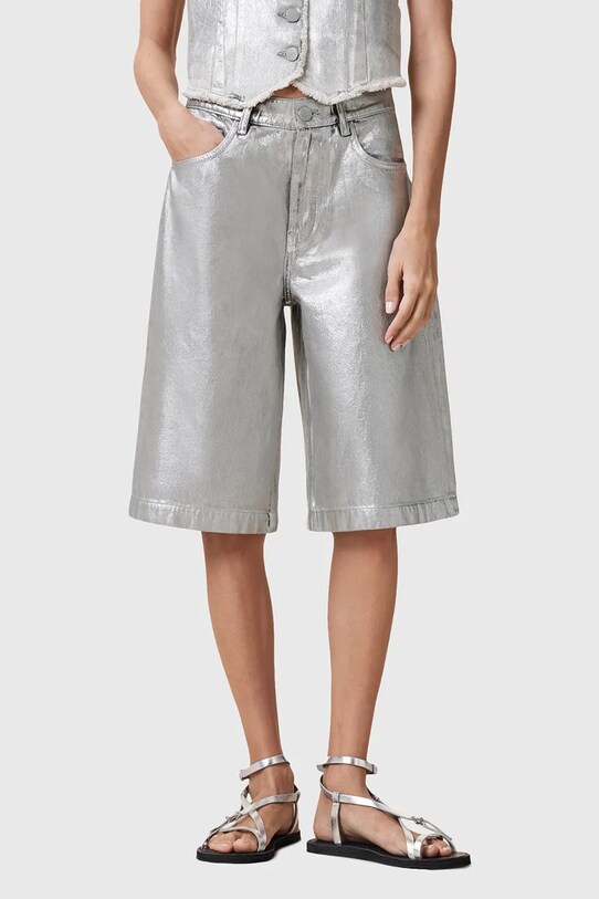 AllSaints szorty bawełniane LOUIE W068EC srebrny AW25