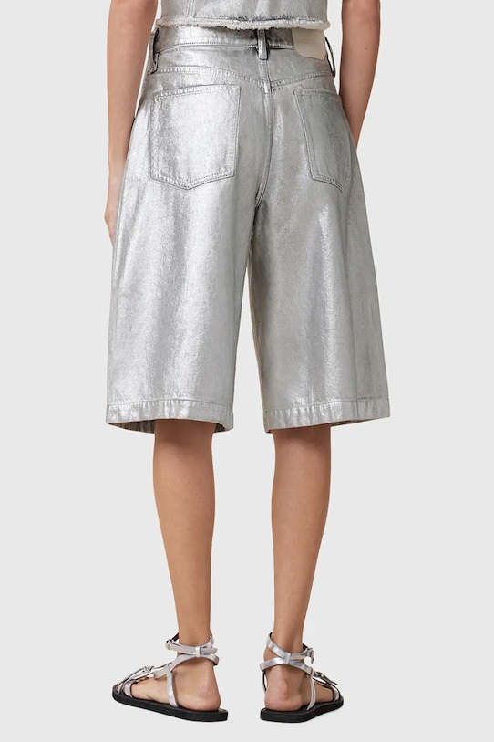AllSaints pantaloni scurți din bumbac LOUIE W068EC argintiu