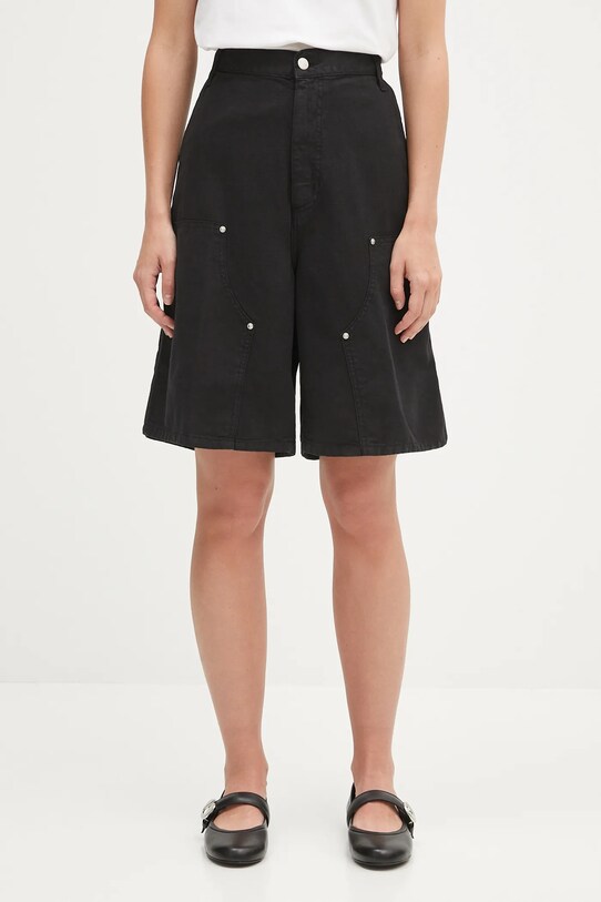 Carhartt WIP szorty z domieszką lnu W' Branford Double Knee pozostałe czarny I035574.89GD