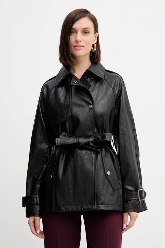 Μπουφάν Guess MARIKA απομίμηση λείου δέρματος μαύρο W5BL88.WH520