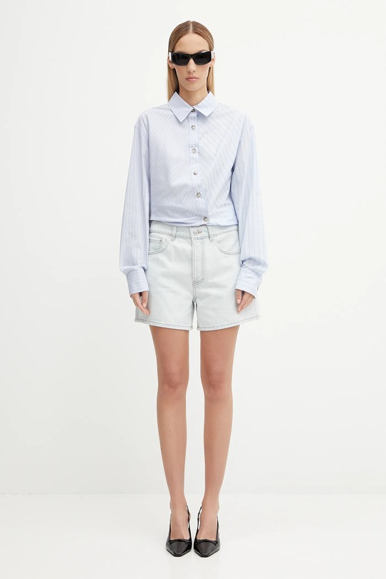 Anine Bing pantaloni scurți din bumbac dalton A.05.0355 albastru