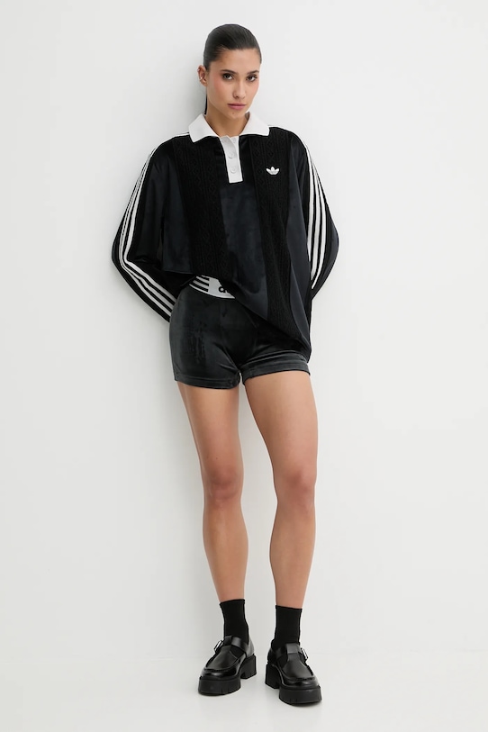 adidas Originals szorty welurowe Booty JW7284 czarny AW25