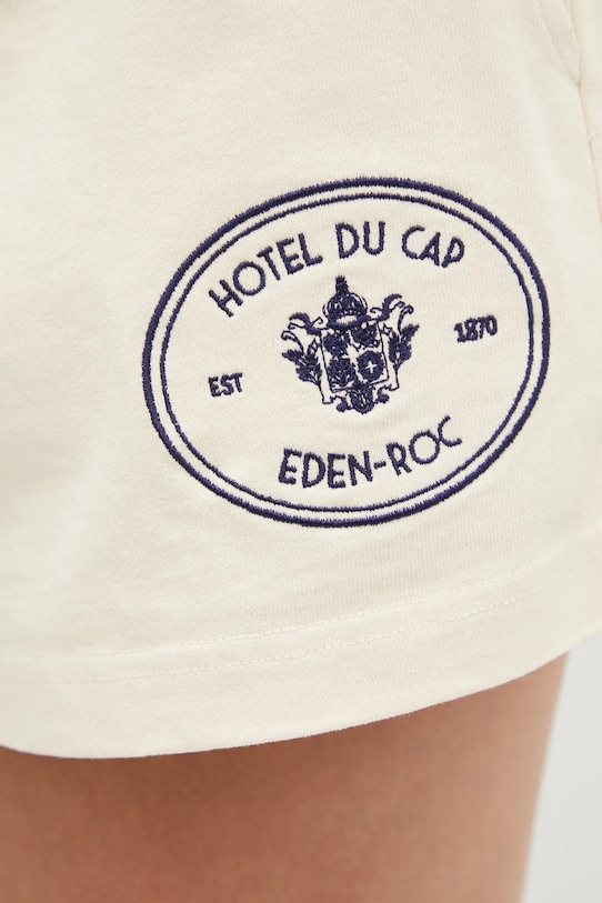 Sporty & Rich szorty bawełniane Eden Crest Embroidered Disco beżowy SH03760666CR01