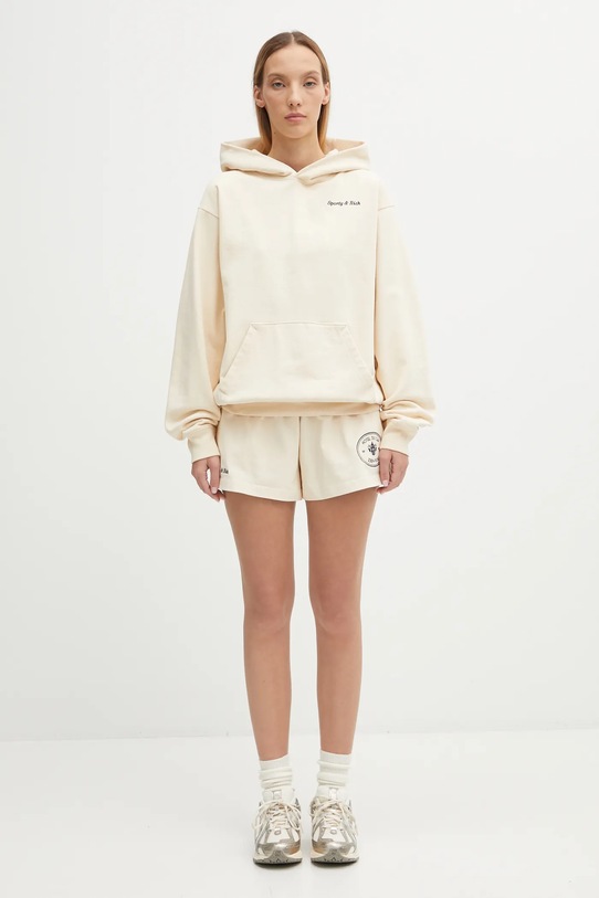 Sporty & Rich szorty bawełniane Eden Crest Embroidered Disco SH03760666CR01 beżowy