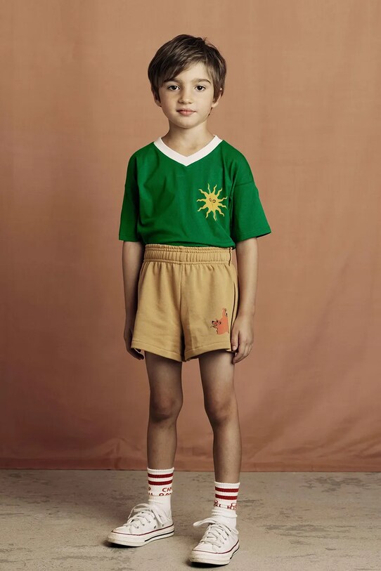 Mini Rodini pantaloni scurți din bumbac pentru copii Camp Rodini 2563010013 maro