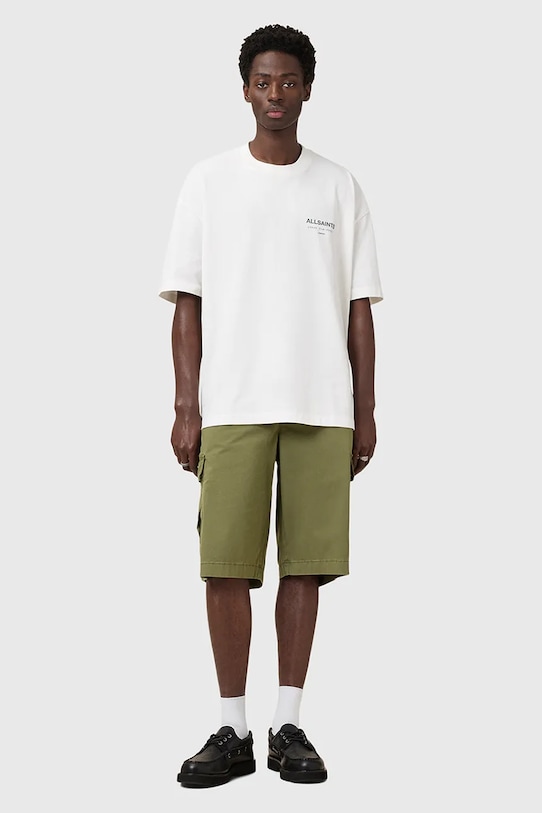 AllSaints szorty bawełniane FLYNN bawełna zielony M019TC