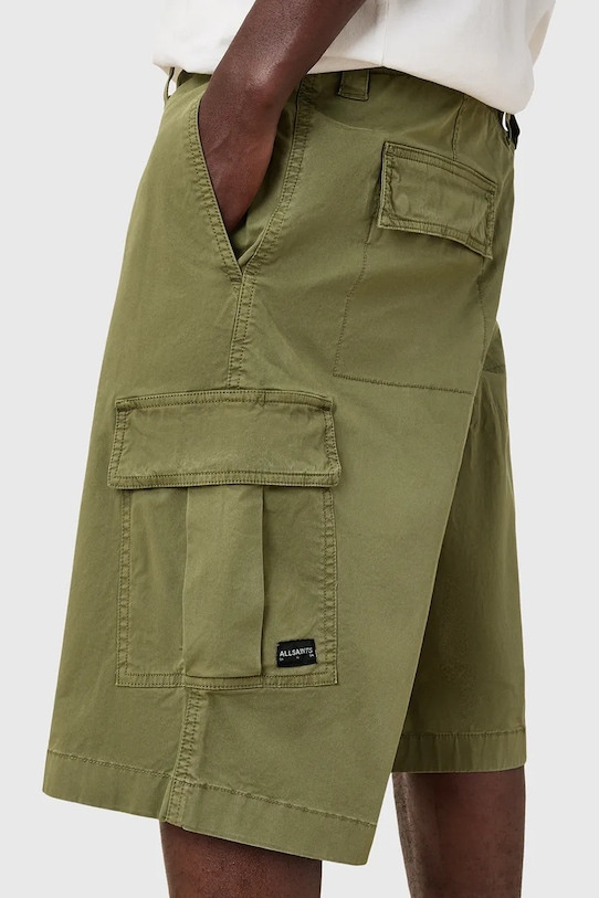 AllSaints szorty bawełniane FLYNN zielony M019TC