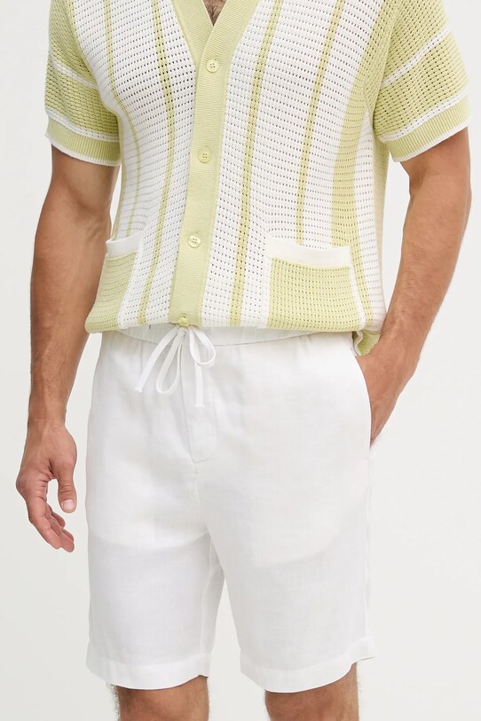 Frescobol Carioca pantaloni scurți din in in alb 1241.01