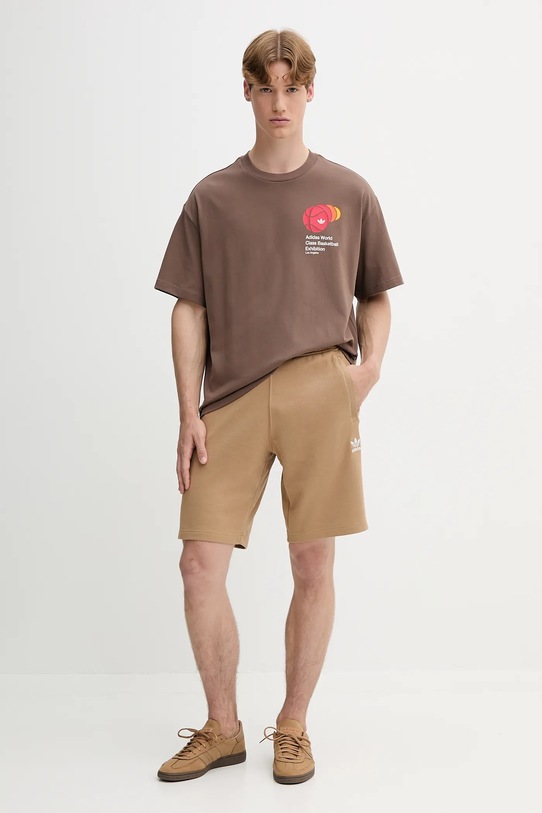 adidas Originals pantaloni scurți din bumbac Essentials JW3545 verde AW25