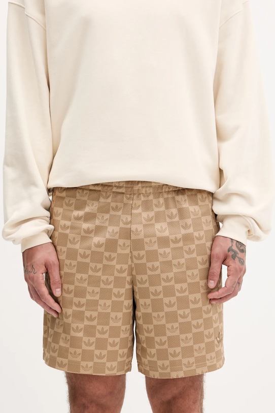 Σορτς adidas Originals Monogram πλεκτό ύφασμα μπεζ JY2987
