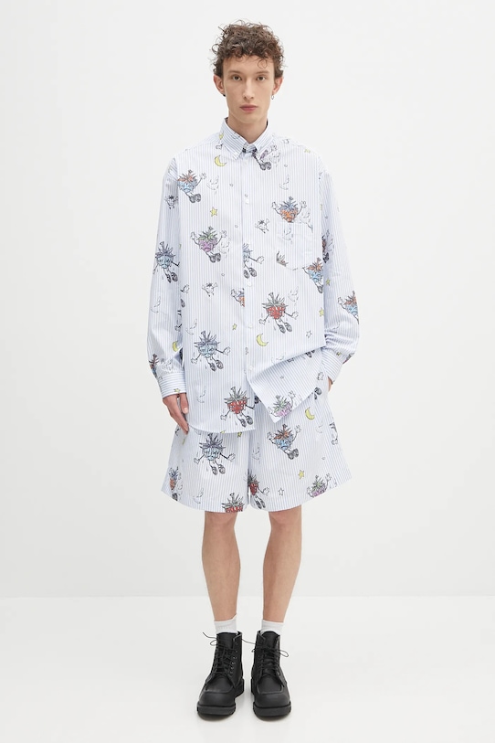 Sky High Farm pantaloni scurți din bumbac Strawbabies SHF07P012 albastru