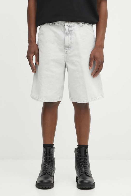 Дънков къс панталон Carhartt WIP Single Knee памук сив I035558.895F