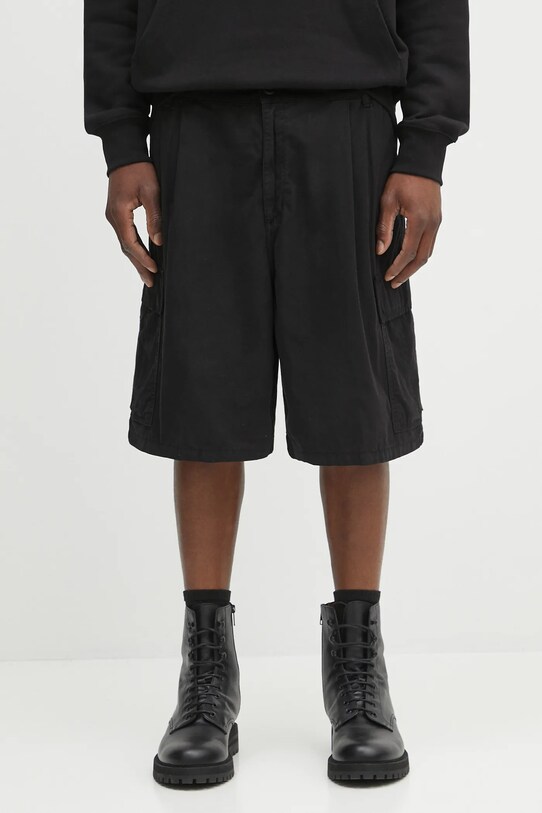 Carhartt WIP szorty bawełniane Cole Cargo gładkie czarny I035566.89GD