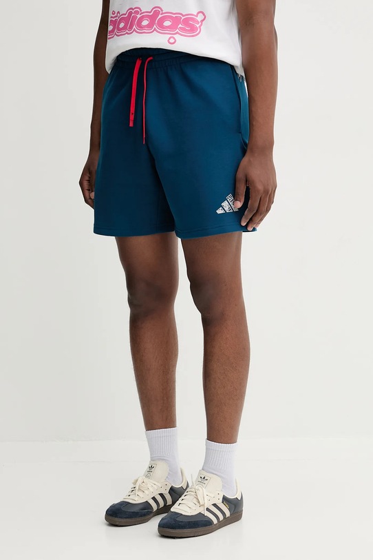 adidas pantaloni scurți tricotaj albastru JL8046