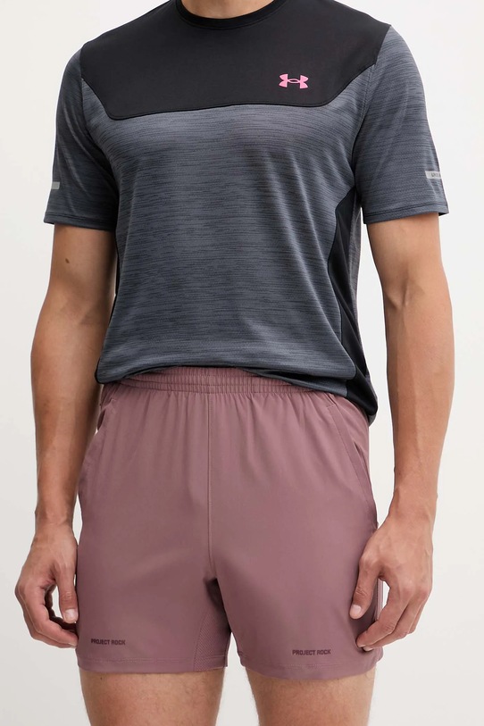 Under Armour szorty sportowe Project Rock tkanina brązowy 6007178