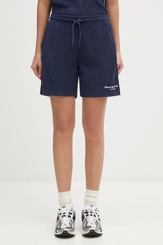 Sporty & Rich szorty bawełniane Eden Script Terry SH02760673BL106 granatowy AW25