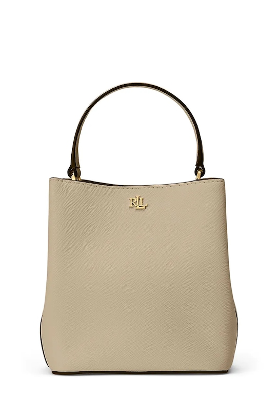 Lauren Ralph Lauren torebka worek damska skórzana beżowy 431969365
