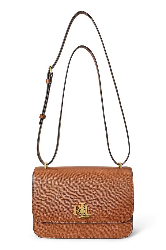 Δερμάτινη τσάντα Lauren Ralph Lauren λείο δέρμα καφέ 431974272