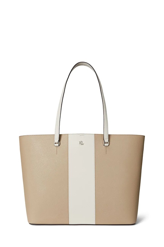Lauren Ralph Lauren torebka skórzana skóra licowa beżowy 431974511
