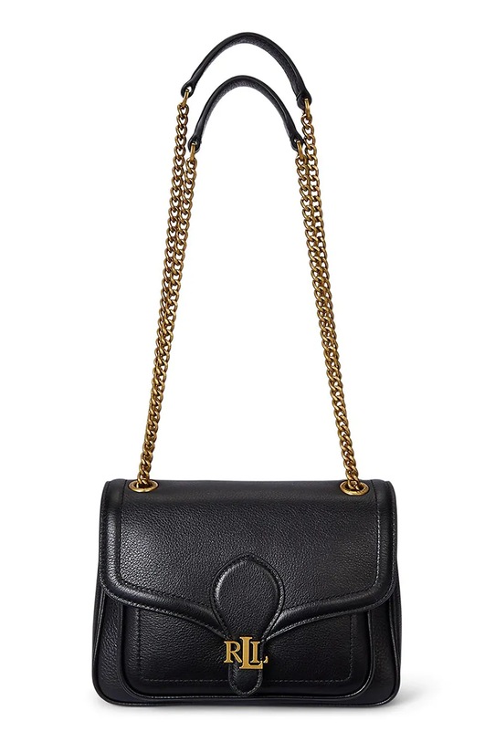 Δερμάτινη τσάντα Lauren Ralph Lauren λείο δέρμα μαύρο 431974552