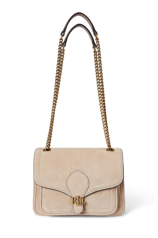 Lauren Ralph Lauren torebka skórzana skóra licowa beżowy 431974553