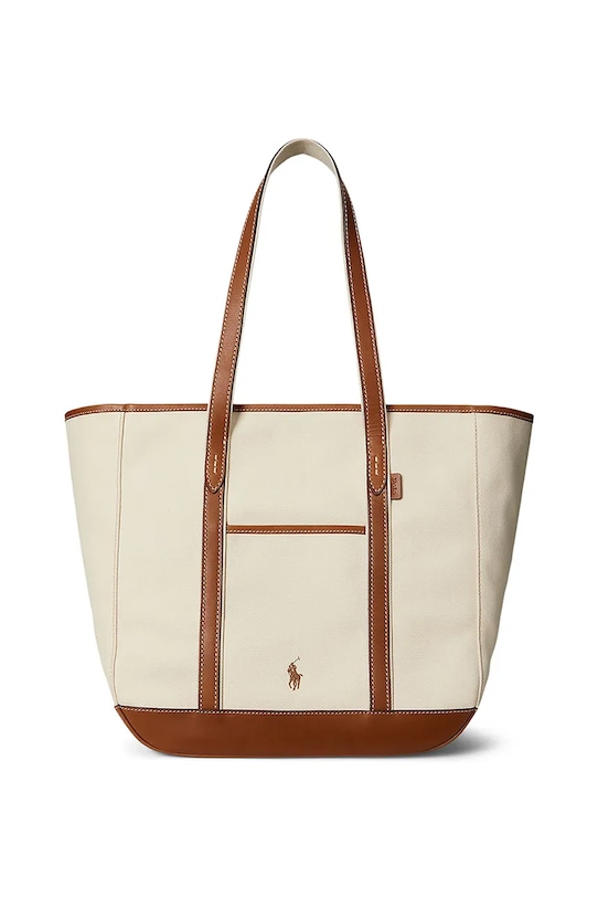 Kabelka Polo Ralph Lauren hladký béžová 428968158