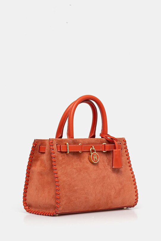 Semišová kabelka Tommy Hilfiger AW0AW17469 oranžová AW25