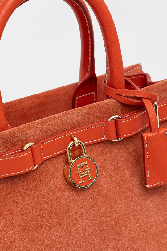 Semišová kabelka Tommy Hilfiger oranžová AW0AW17469