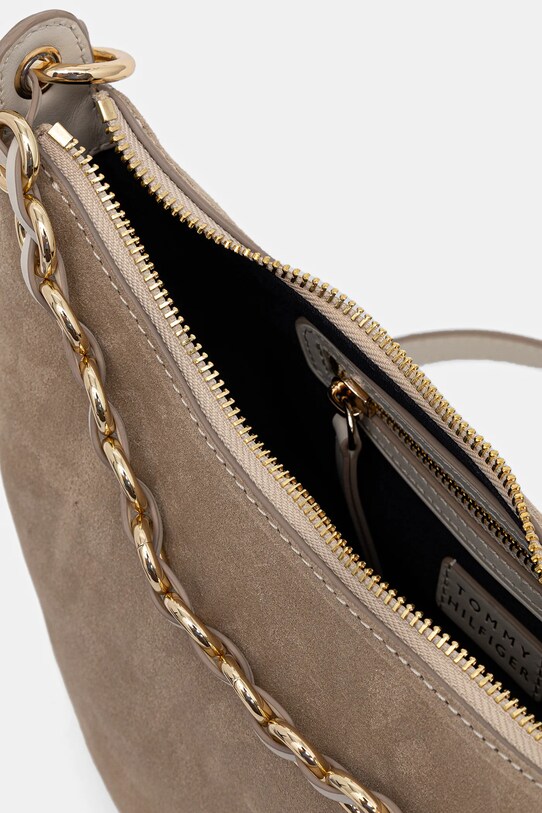 Semišová kabelka Tommy Hilfiger AW0AW17537 béžová