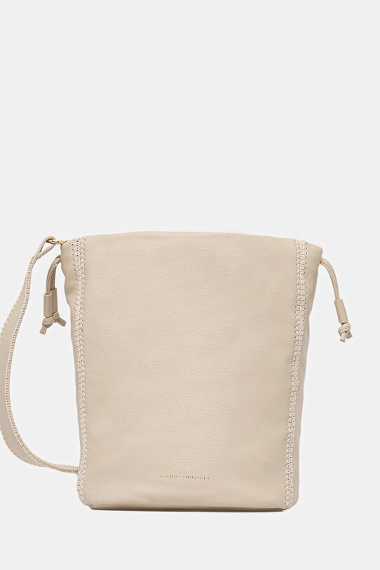 Kožená kabelka Tommy Hilfiger nevejde se A4 béžová AW0AW17540