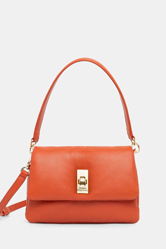 Tommy Hilfiger poșetă de piele uni portocaliu AW0AW17638