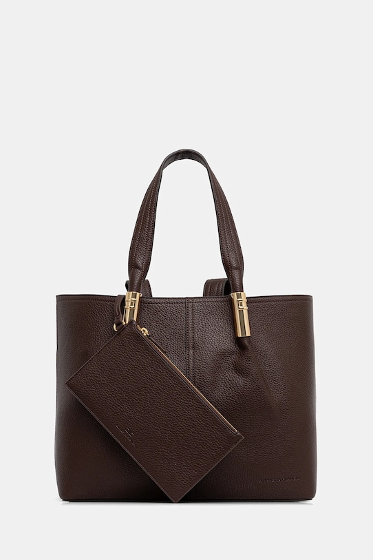 Τσάντα Elisabetta Franchi απομίμηση λείου δέρματος καφέ BS41A56E2