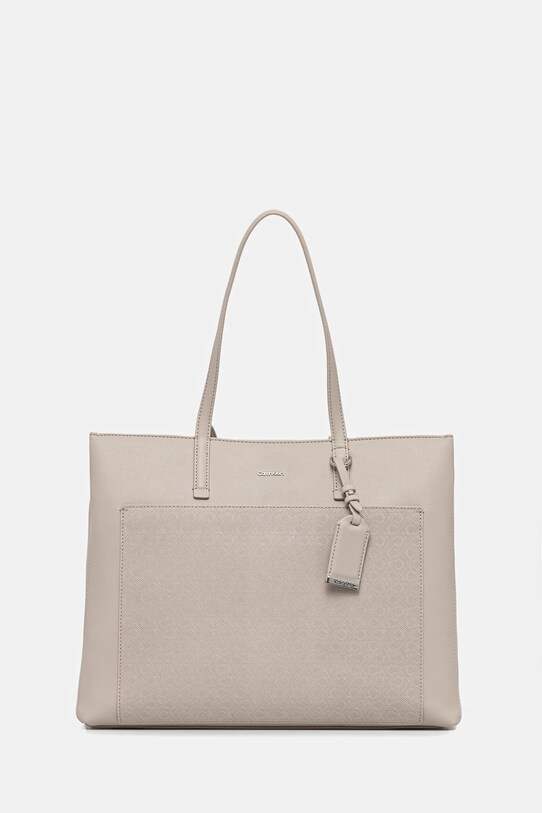 Τσάντα Calvin Klein απομίμηση λείου δέρματος μπεζ LV04F3225G
