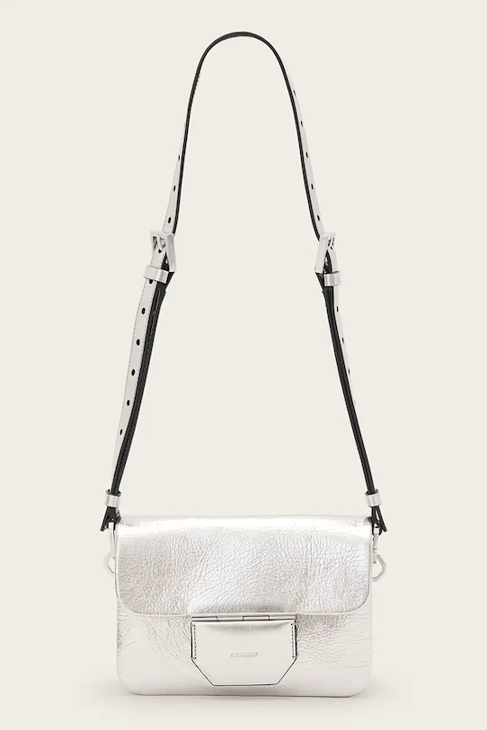 Кожаная сумочка AllSaints JUPITER кожа серебрянный W331XC