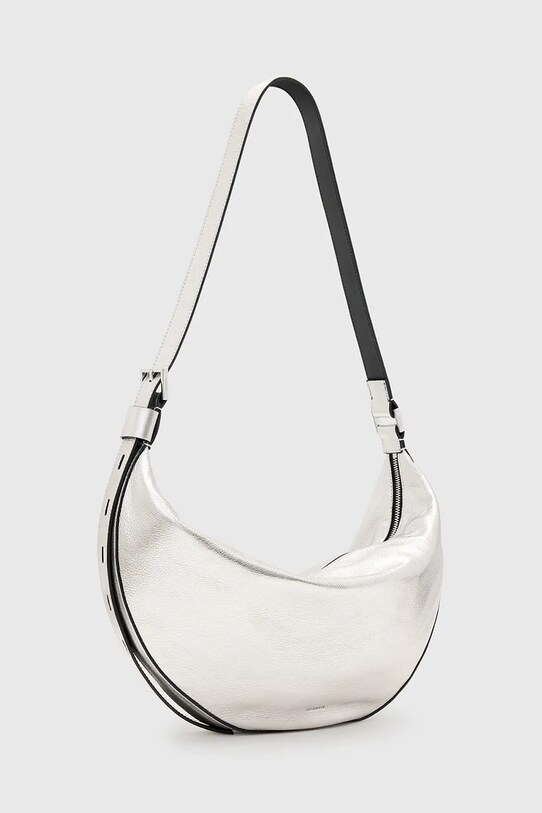 AllSaints geantă de piele HALF W336XC argintiu AW25