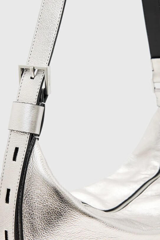 AllSaints geantă de piele HALF argintiu W336XC