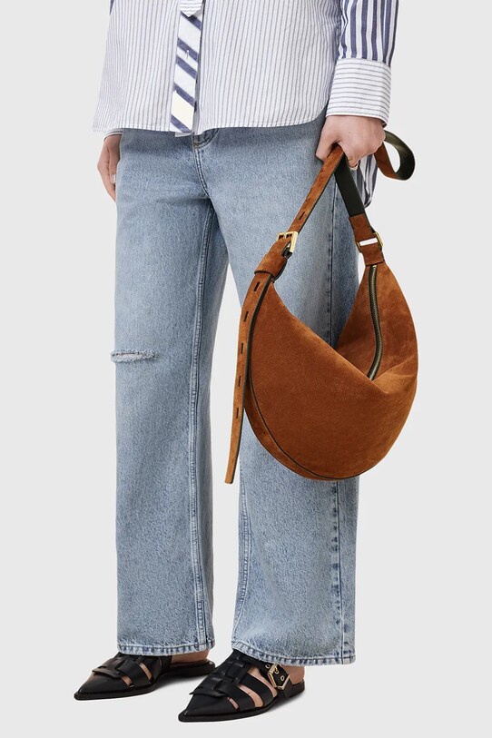 AllSaints torebka zamszowa HALFMOON W337XC