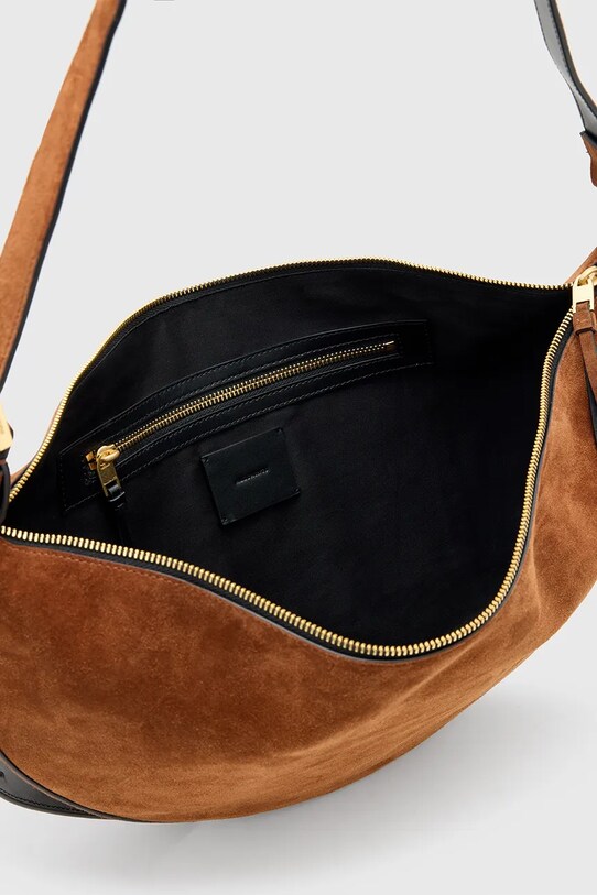AllSaints torebka zamszowa HALFMOON W337XC brązowy