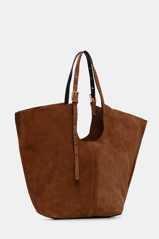 AllSaints geantă de piele întoarsă ARA W338XC maro AW25