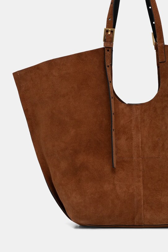 Accesorii AllSaints geantă de piele întoarsă ARA W338XC maro