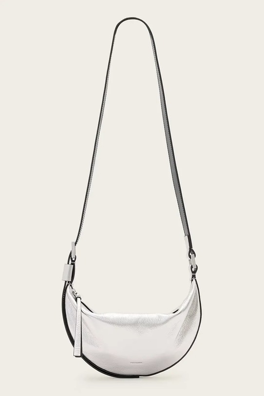 AllSaints torebka skórzana HALF skóra licowa srebrny W393XC